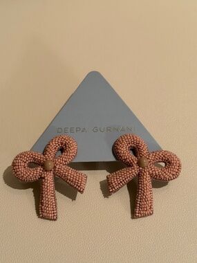 Deepa Gurnani Kane Beaded Bow Stud Earrings